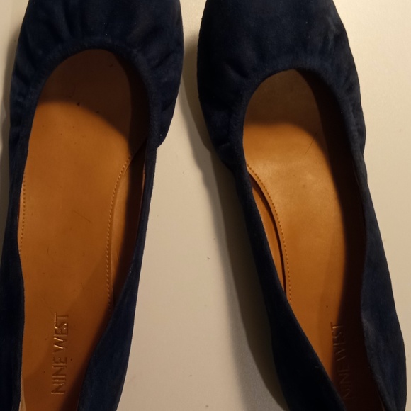 Navy Suede Ballet Flats - Picture 1 of 3
